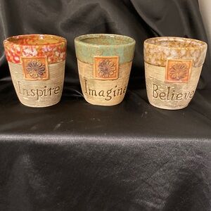 Set of Three Inspirational Stoneware Pots